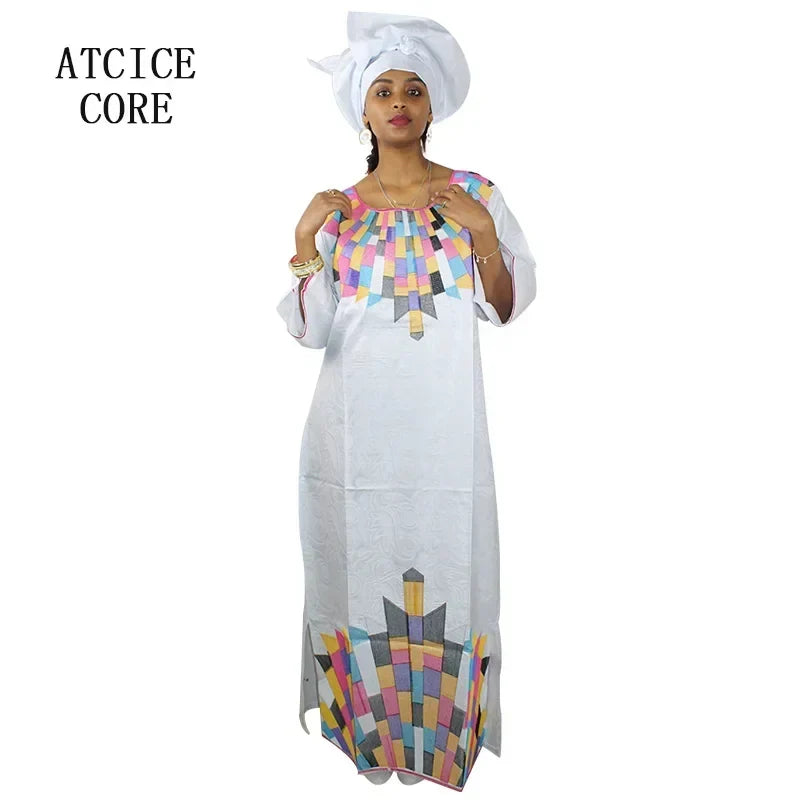 Embroidered Bazin-Style Dress