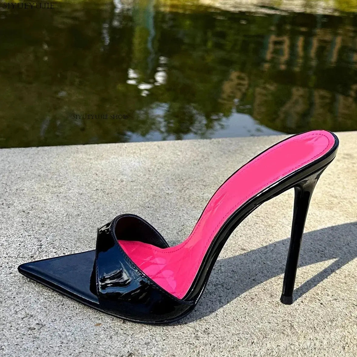 Leopard Stiletto Slippers in Kid Suede