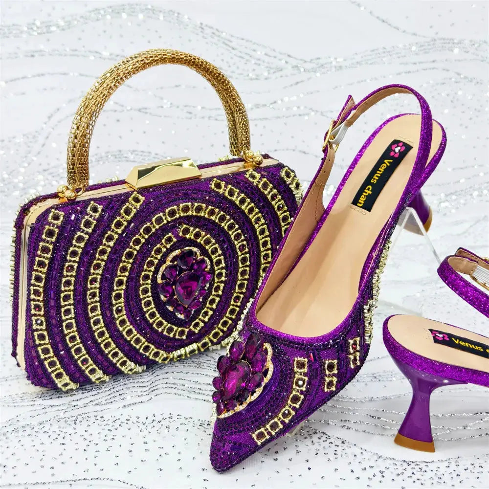 Capture Glamour: Green Heels & Rhinestone Set