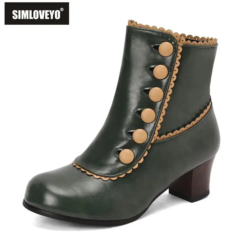 Metal Accent Ankle Boots - Edgy Block Heel Booties