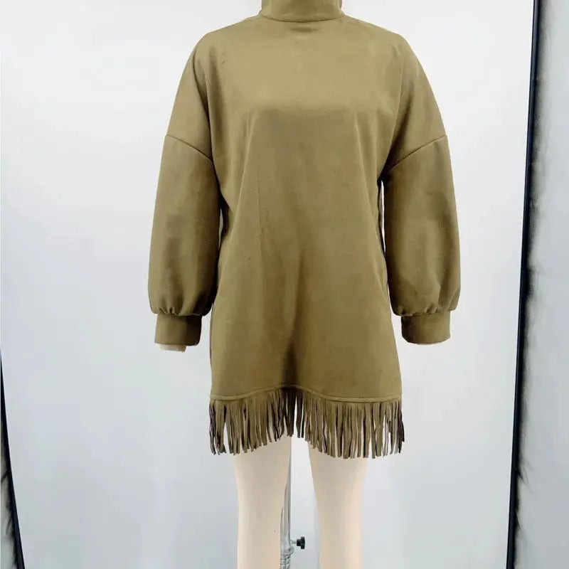 Tassel High-Collar Batwing Dress