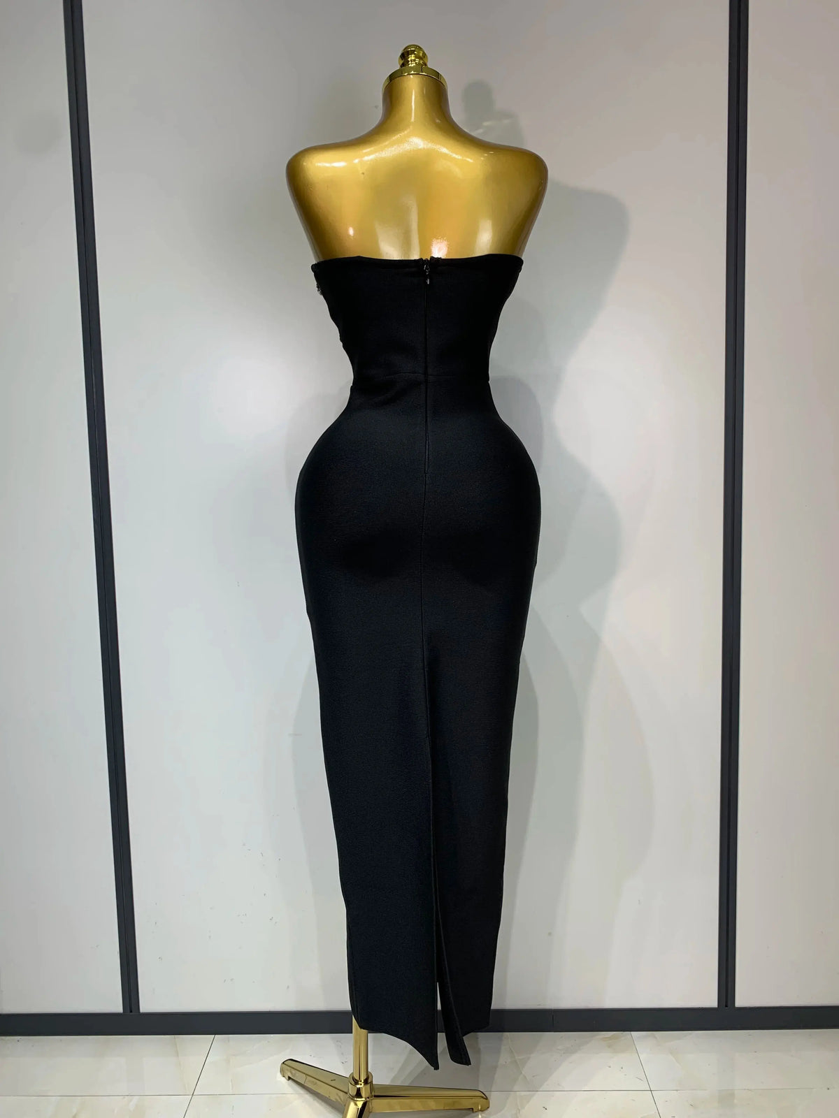 Strapless Beaded Ankle-Length Gown