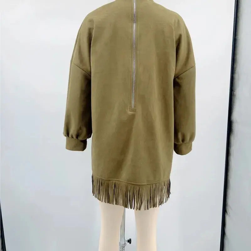 Tassel High-Collar Batwing Dress
