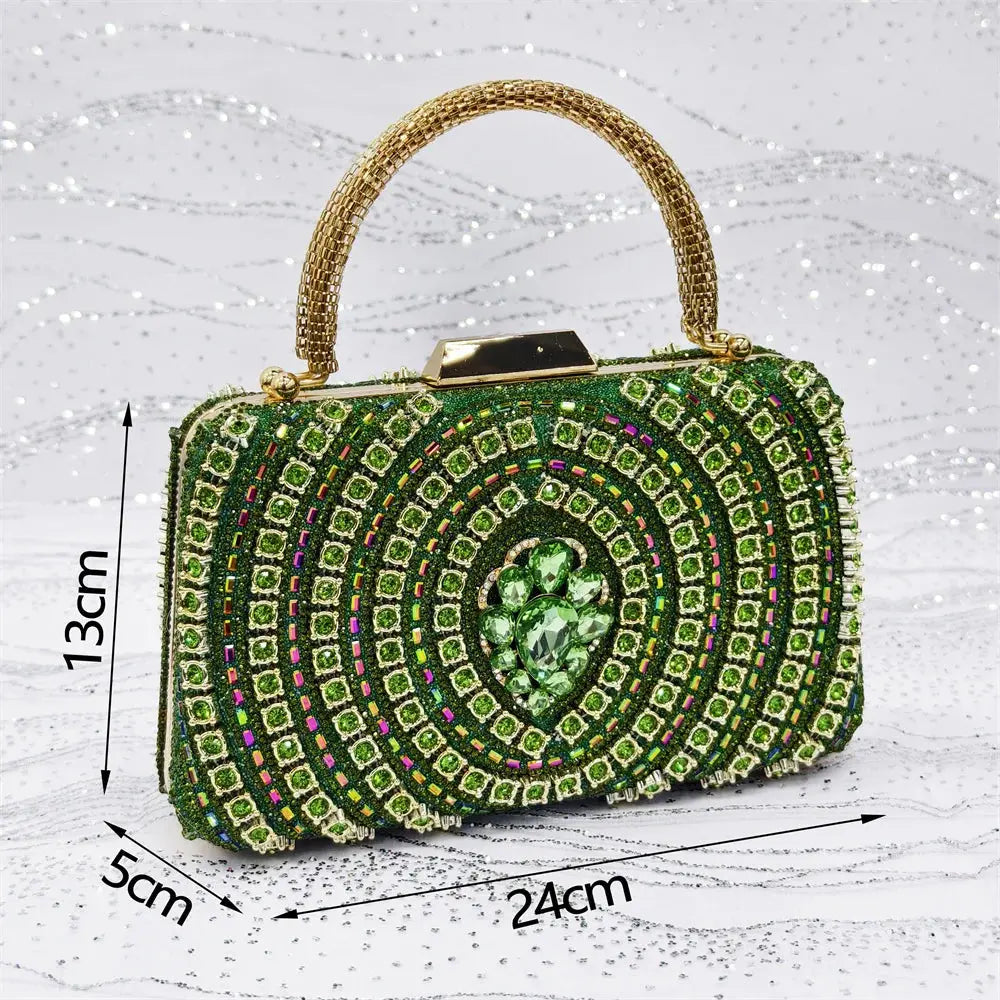 Capture Glamour: Green Heels & Rhinestone Set