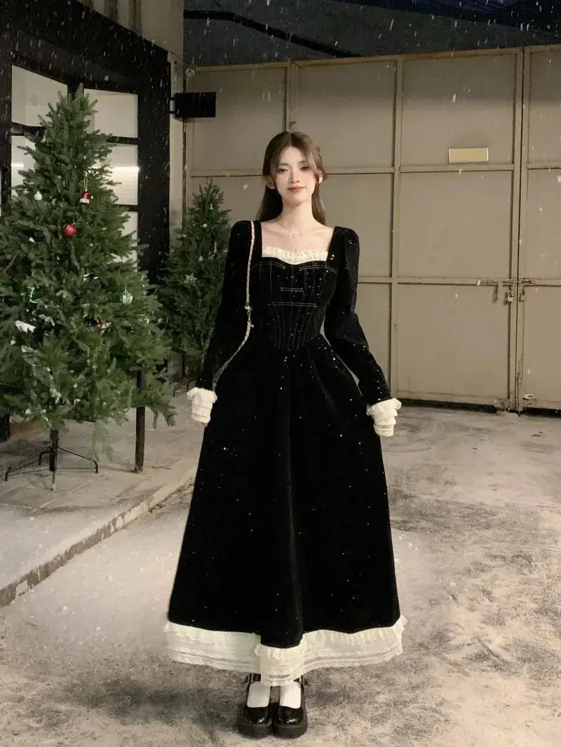 Midnight Whispers Velvet Dress
