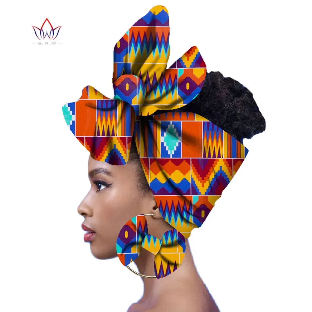 Ankara-Inspired Head Scarf & Earrings Set