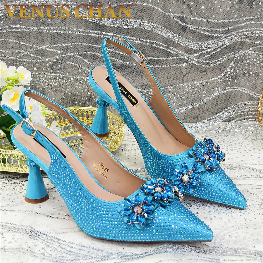Rhinestone-Embellished African Wedding Heels for Women