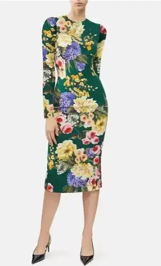 Midnight Floral Silk Dress