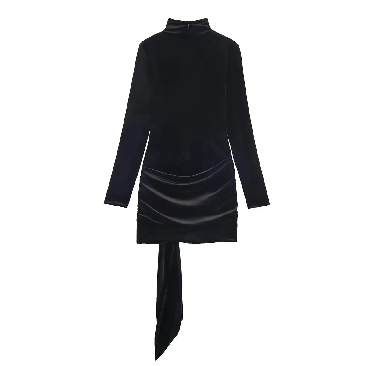 Midnight Charm Velvet Turtleneck Mini Dress