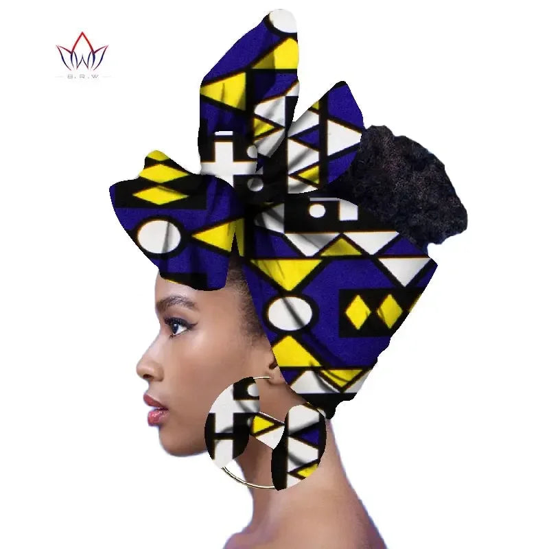Ankara-Inspired Head Scarf & Earrings Set