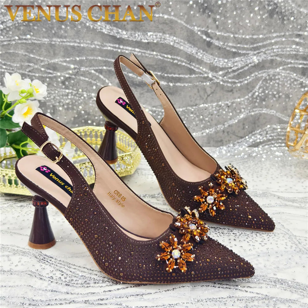 Rhinestone-Embellished African Wedding Heels for Women