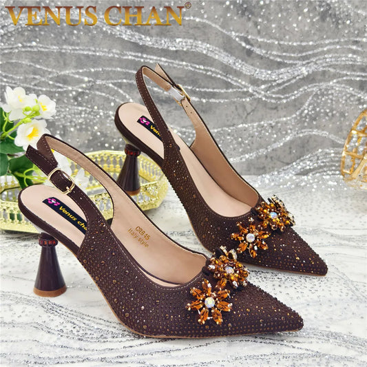 Rhinestone-Embellished African Wedding Heels for Women