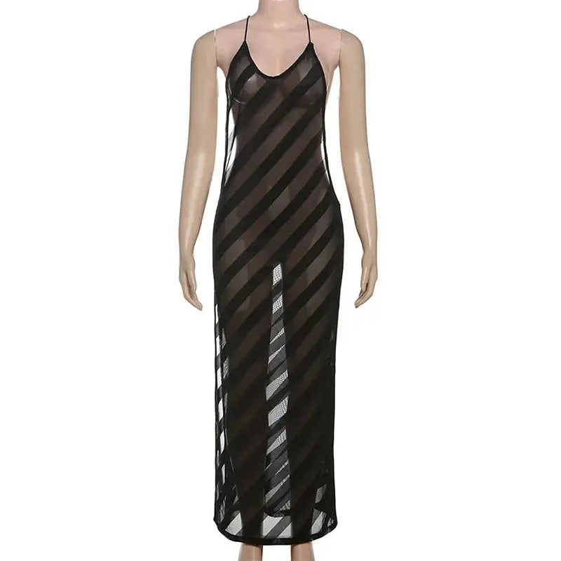 Backless Halter Split Maxi Dress