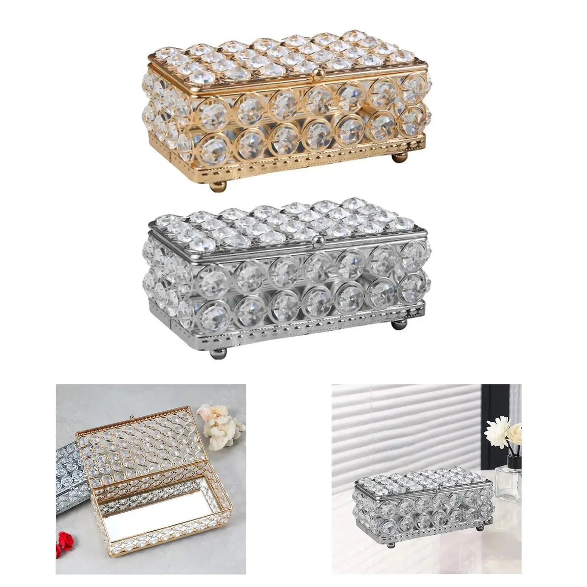 Mirrored Metal Jewelry & Keepsake Box