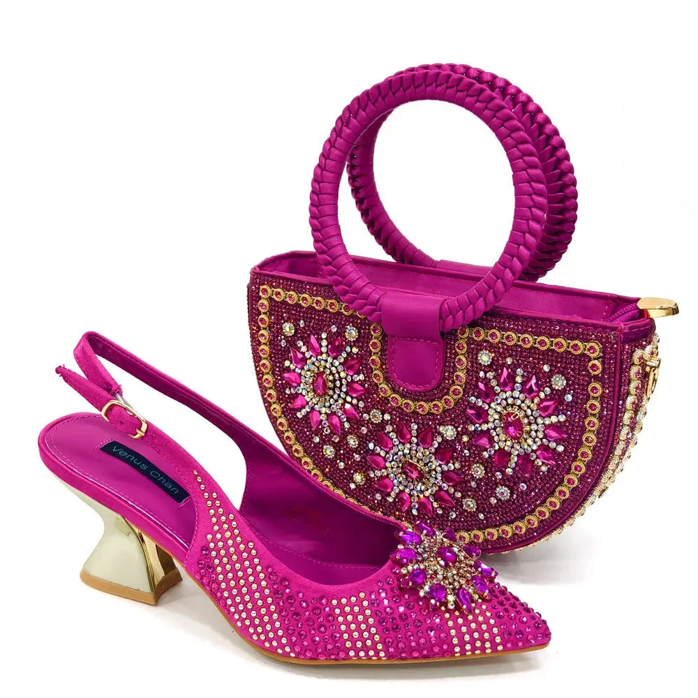 Royal Twilight Heels & Bag Set: Shine at Every Soirée