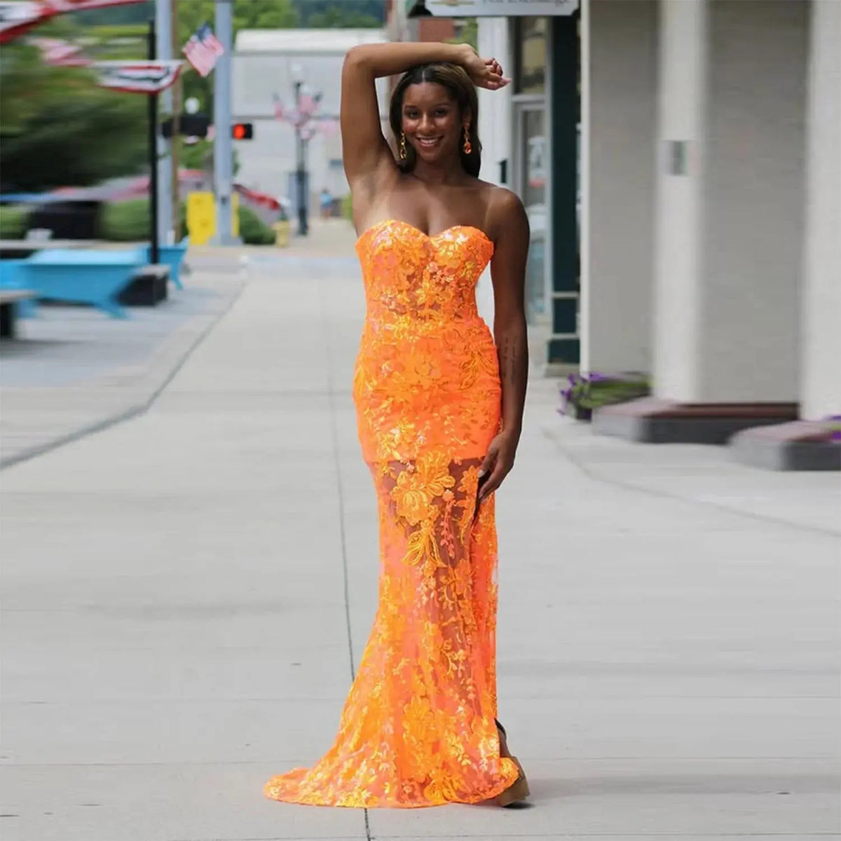 Sunset Glow Strapless Gown: Radiate All Night