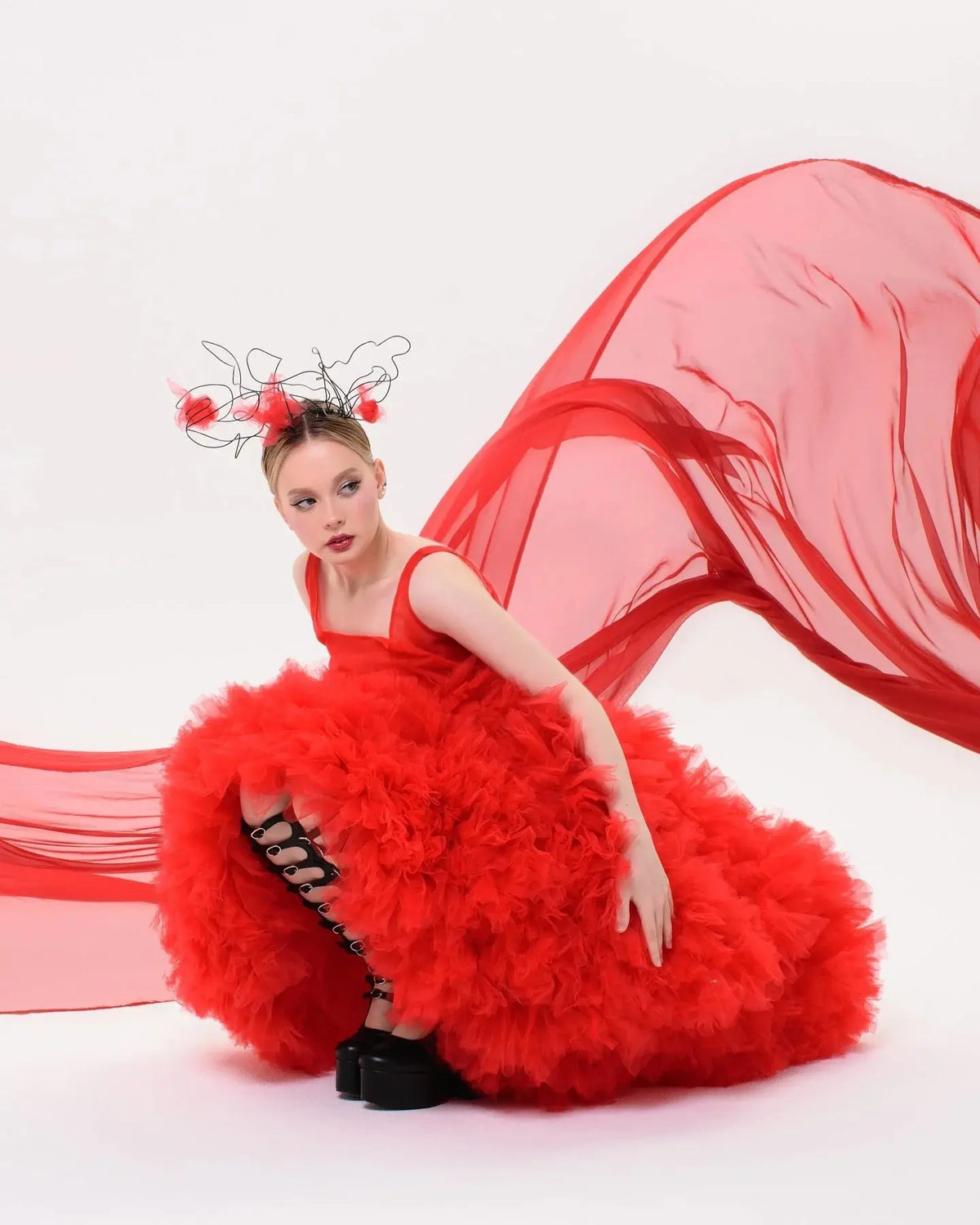 Captivate the Night in Scarlet Layered Tulle