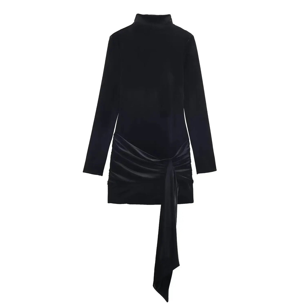Midnight Charm Velvet Turtleneck Mini Dress