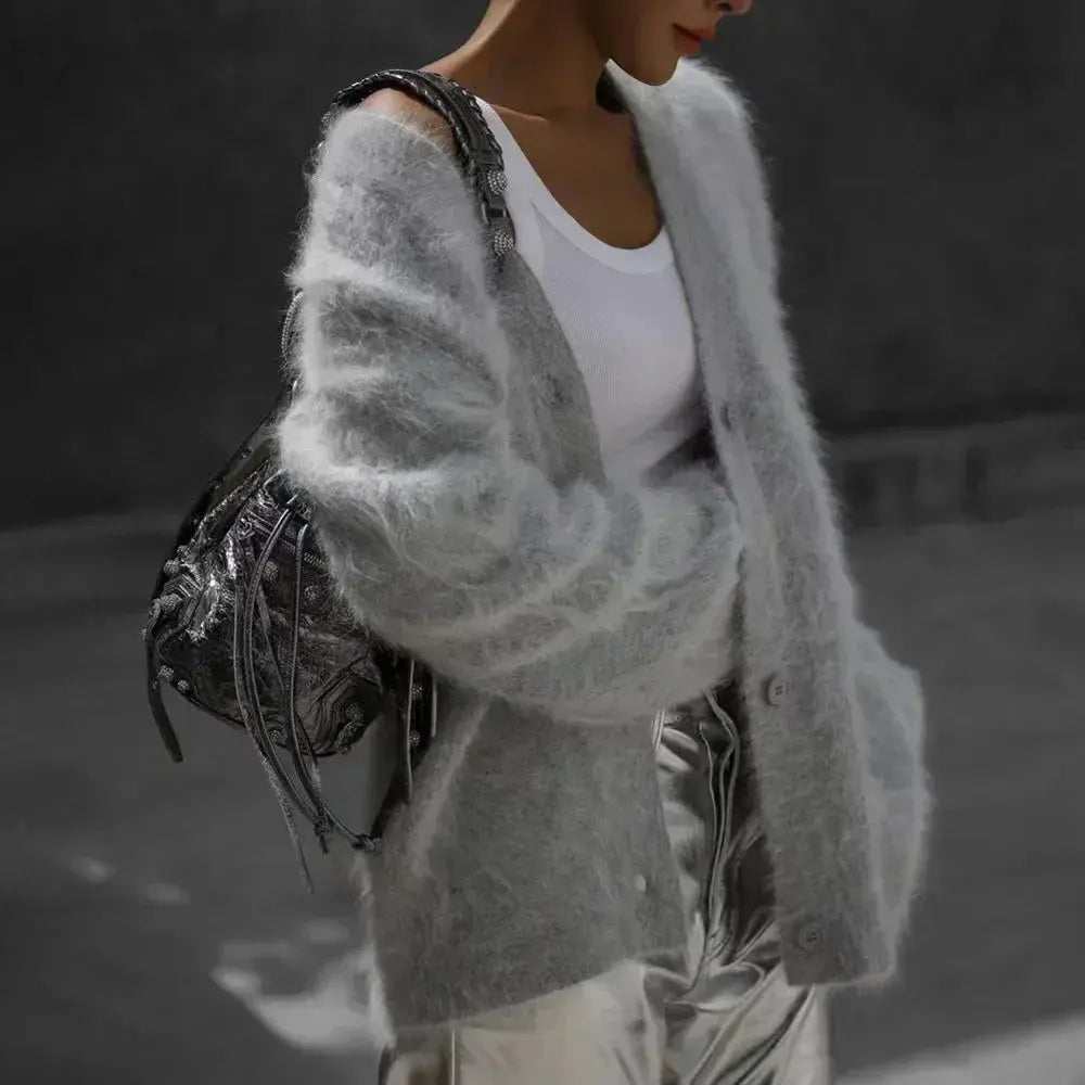 Women's Oversized V-Neck Cardigan