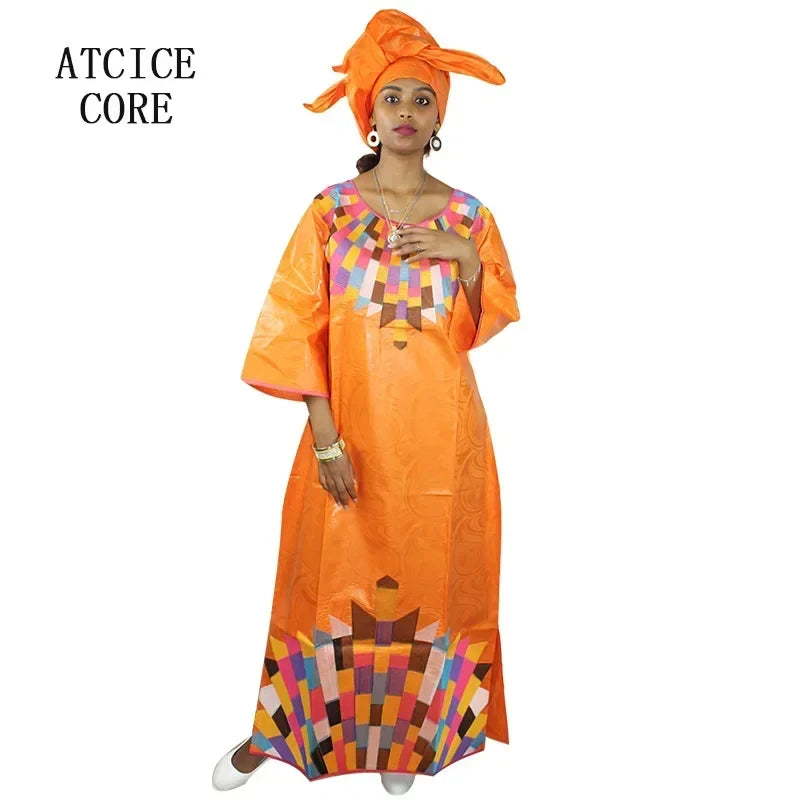 Embroidered Bazin-Style Dress