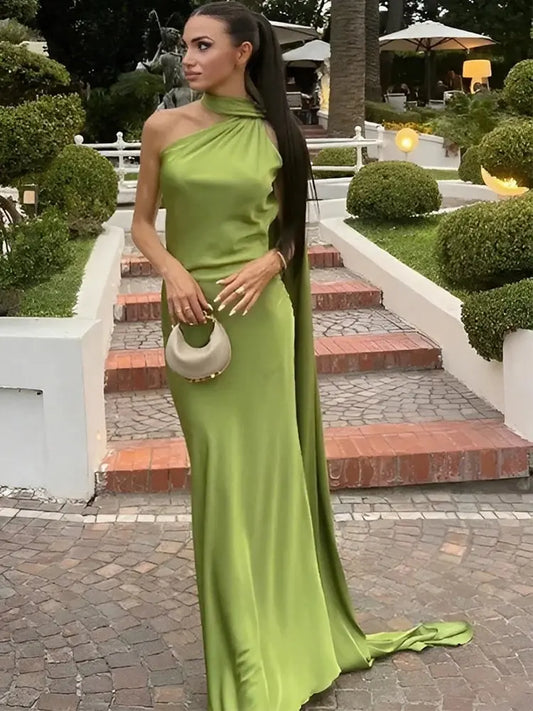 Midnight Allure Halter Gown