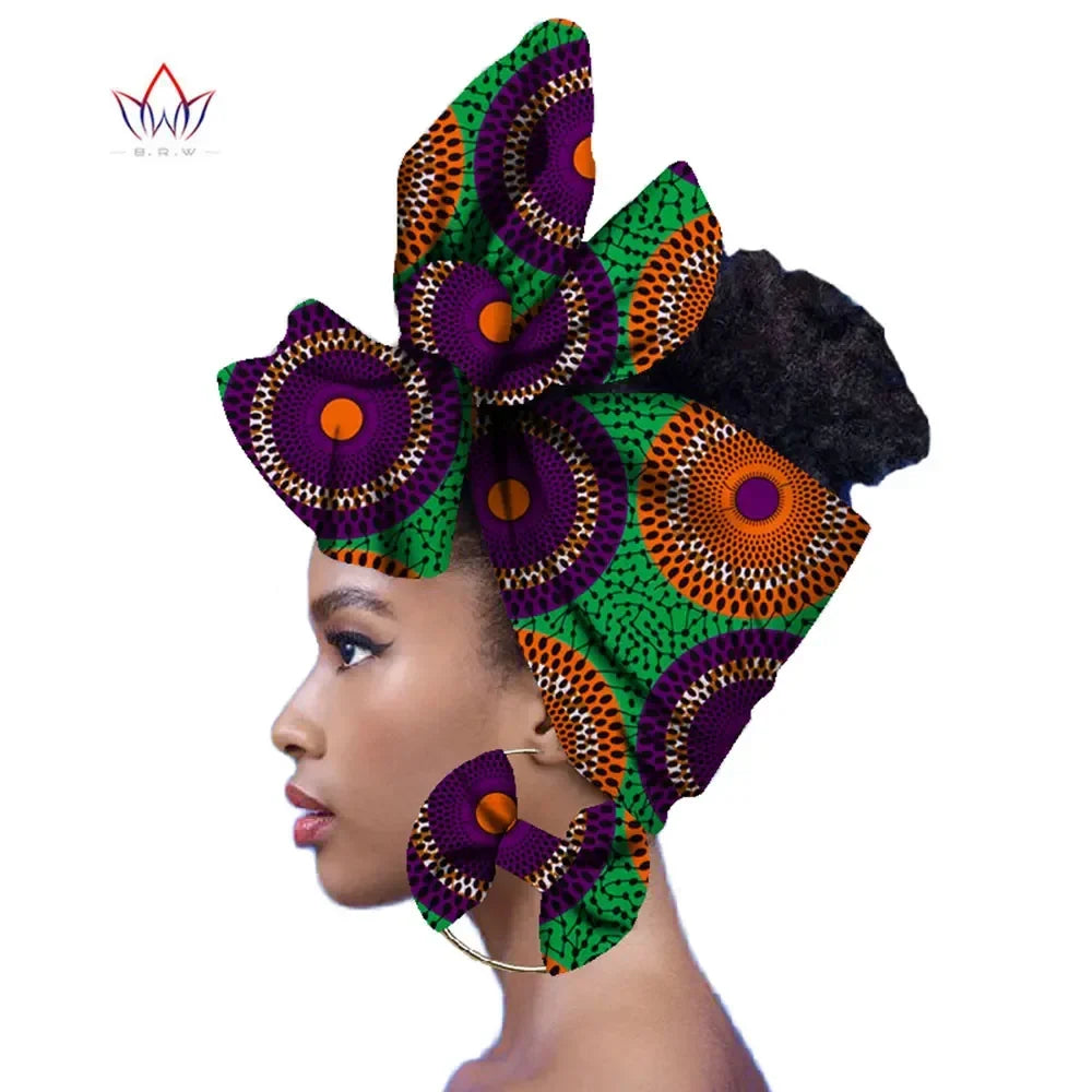 Ankara-Inspired Head Scarf & Earrings Set