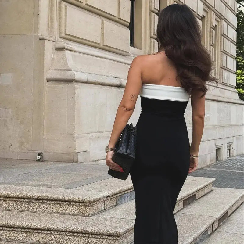 Midnight Allure Backless Corset Midi Dress