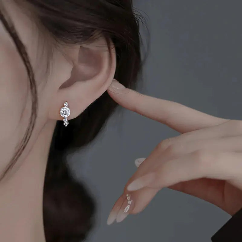 Sterling Silver Zircon Stud Earrings