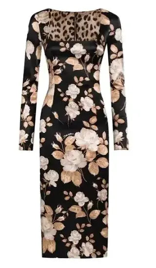 Midnight Floral Silk Dress
