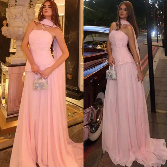 Moonlit Gala Strapless Chiffon Gown