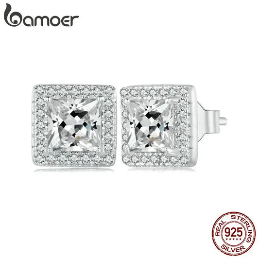 Sterling Silver Halo Zirconia Stud Earrings