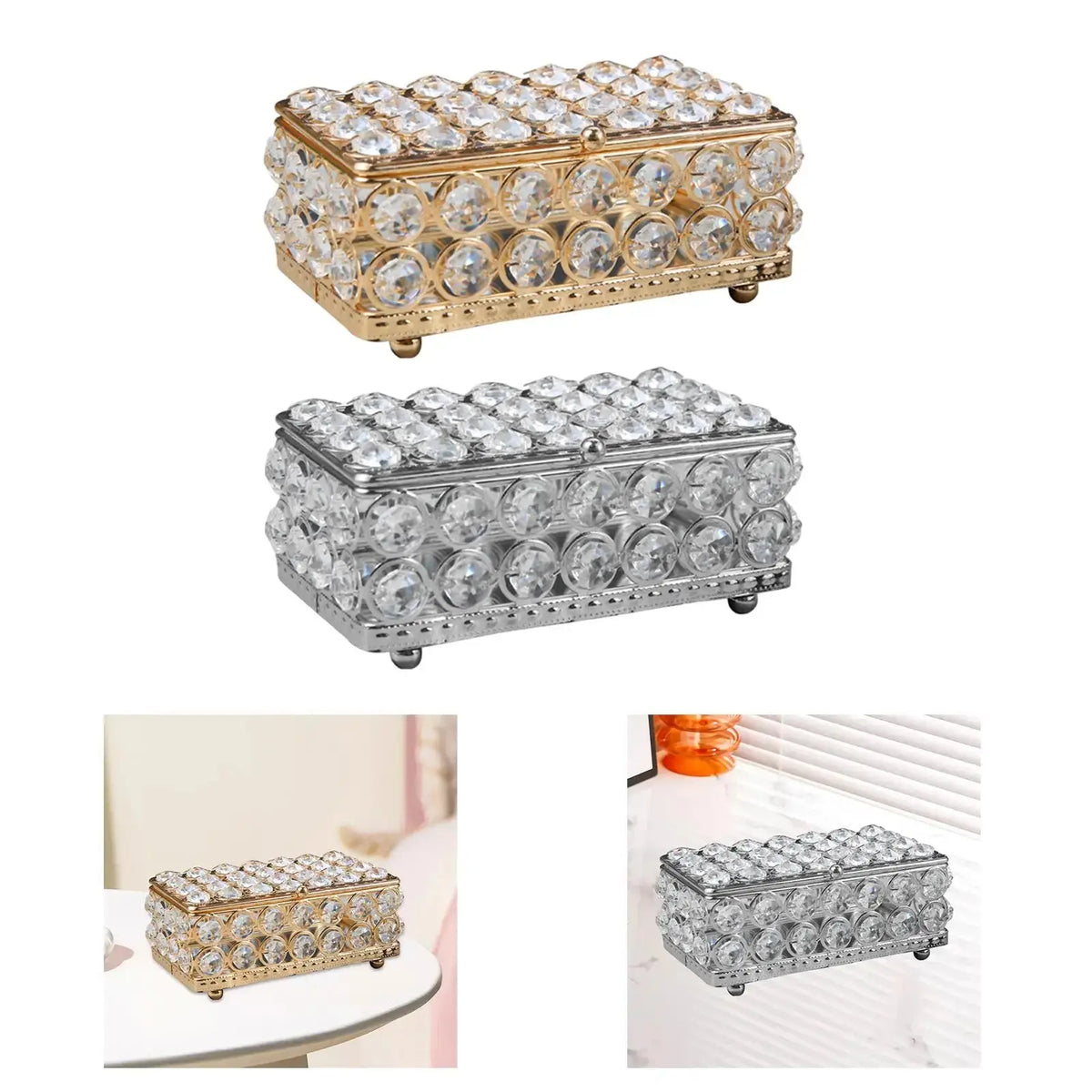 Mirrored Metal Jewelry & Keepsake Box