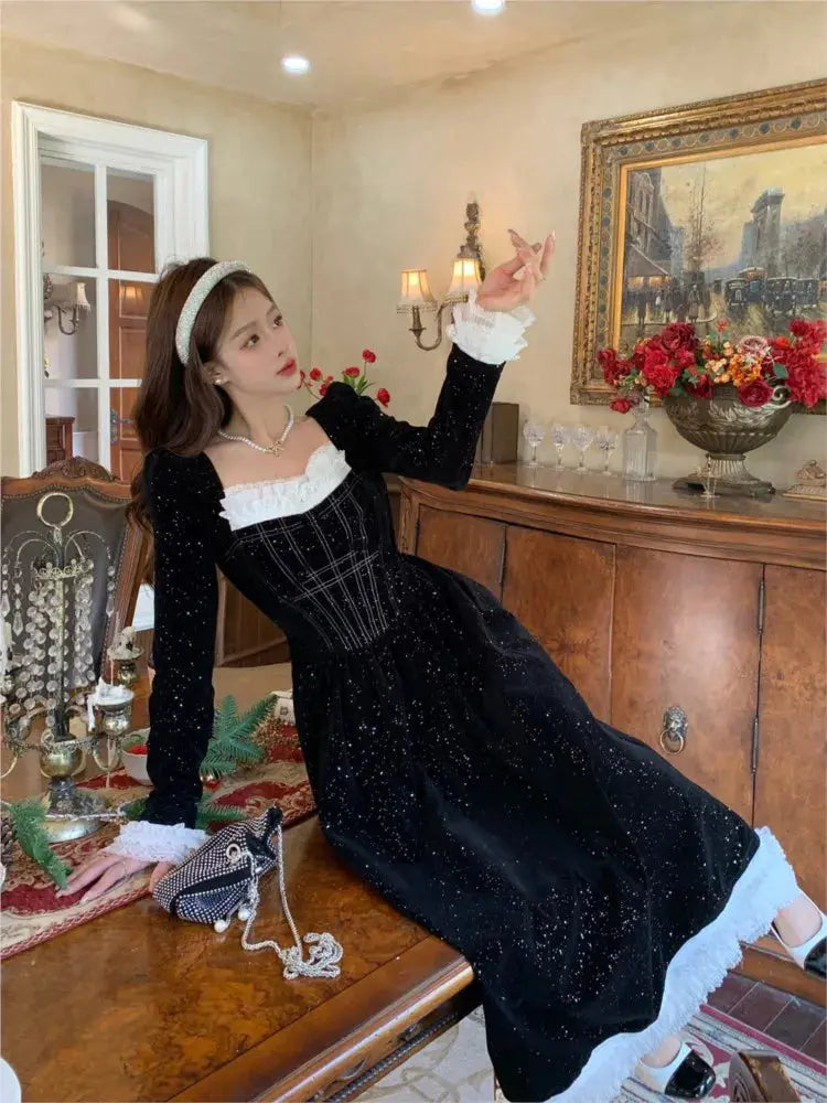 Midnight Whispers Velvet Dress