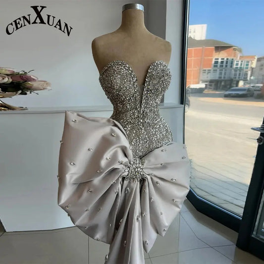 Rhinestone Bow Sweetheart Gala Dress