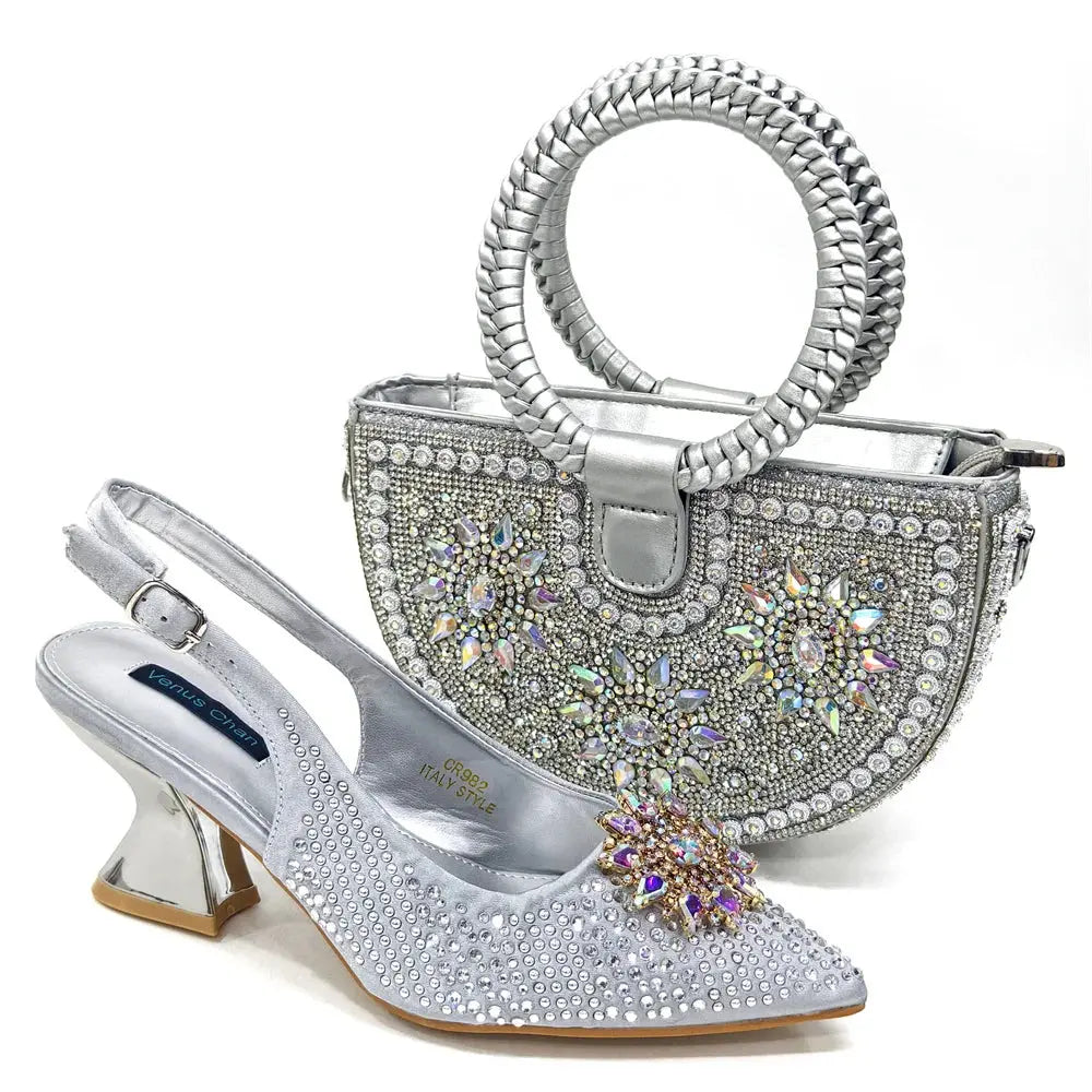 Royal Twilight Heels & Bag Set: Shine at Every Soirée