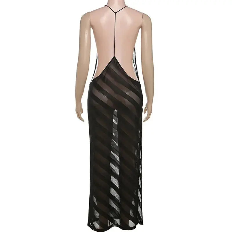 Backless Halter Split Maxi Dress