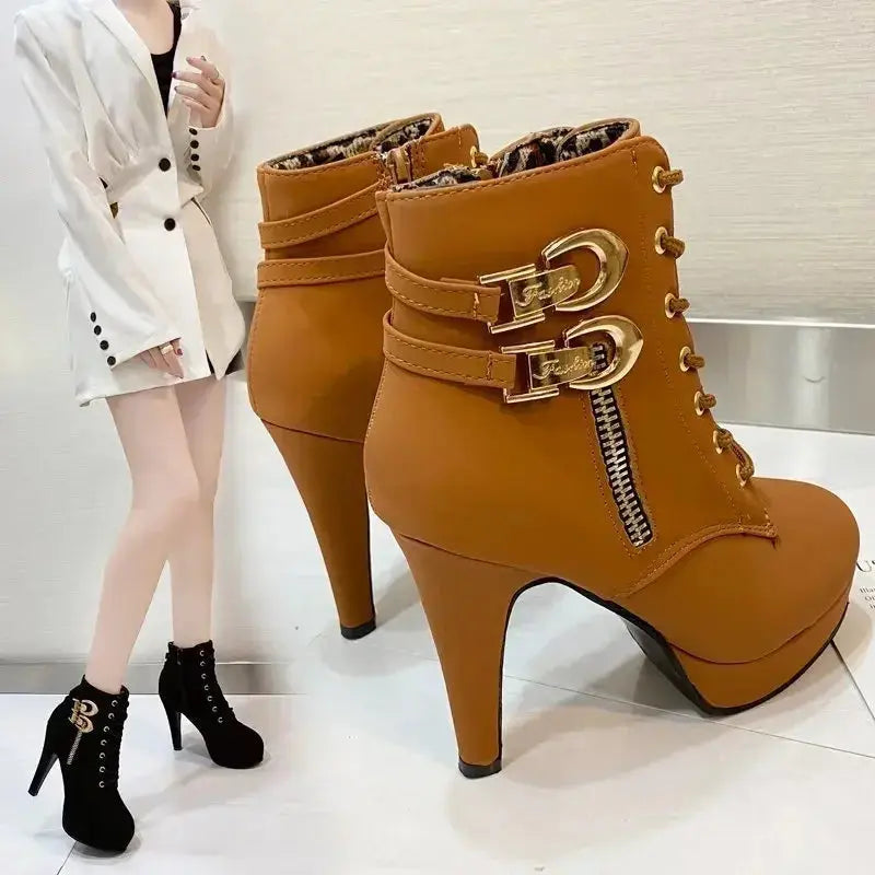 Glitter Ankle Boots - Sparkle High Heel Booties