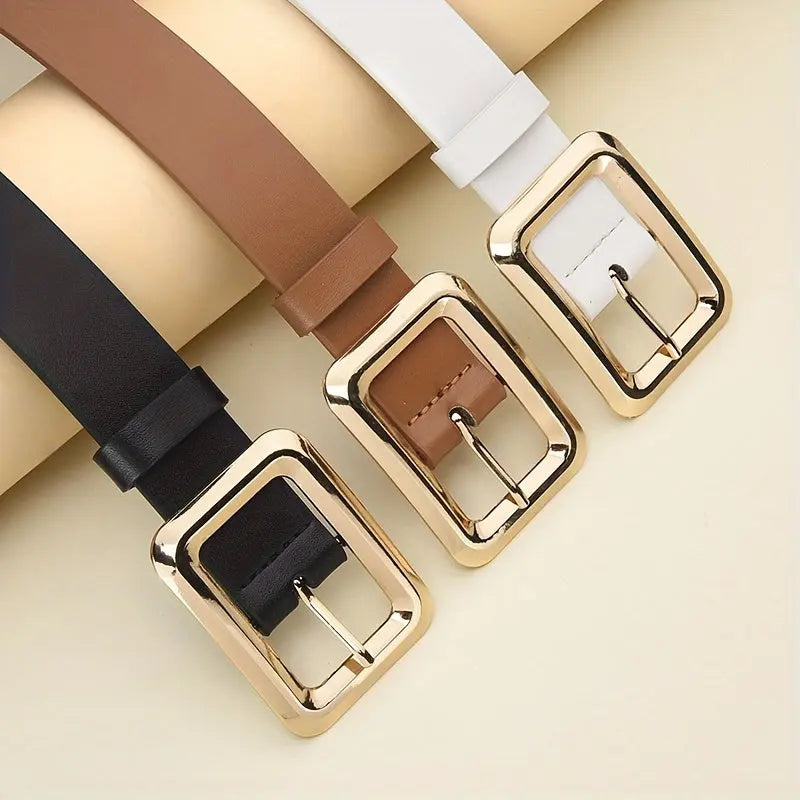 Golden-Buckle PU Belt