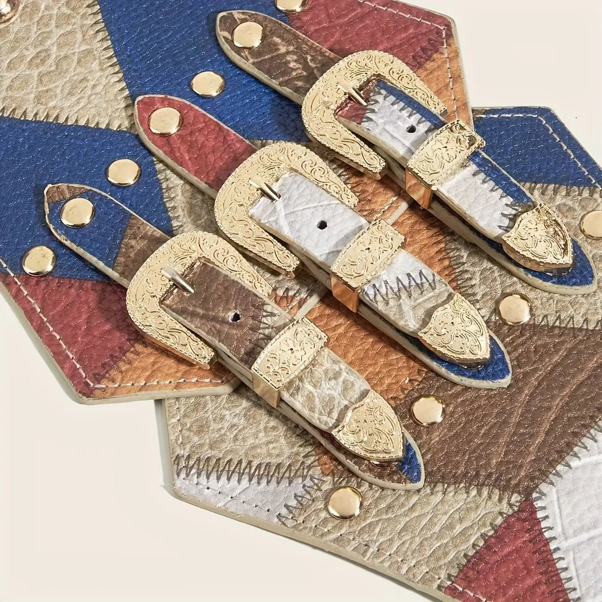 Rivet-Embellished Retro Waist Belt