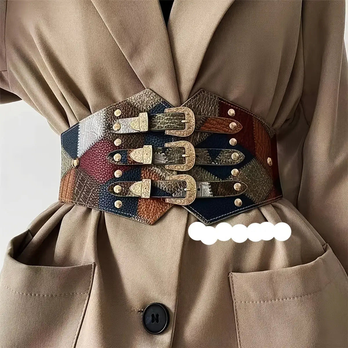 Rivet-Embellished Retro Waist Belt
