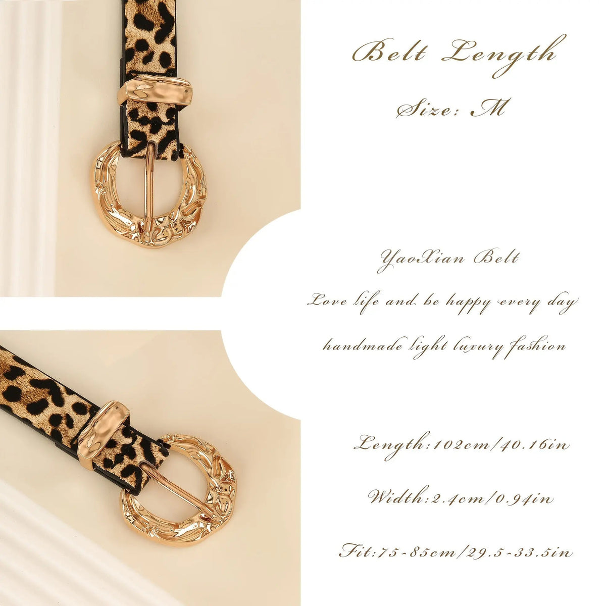 Leopard & Gold-Tone Buckle Belt