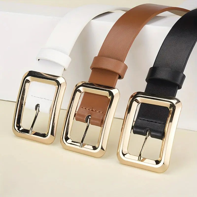 Golden-Buckle PU Belt