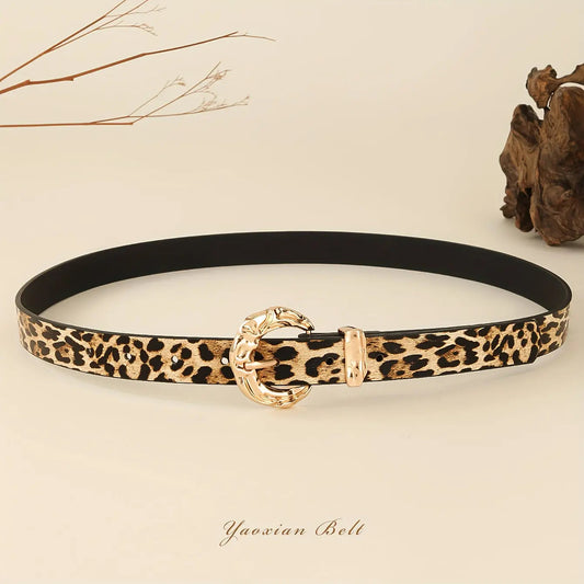 Leopard & Gold-Tone Buckle Belt