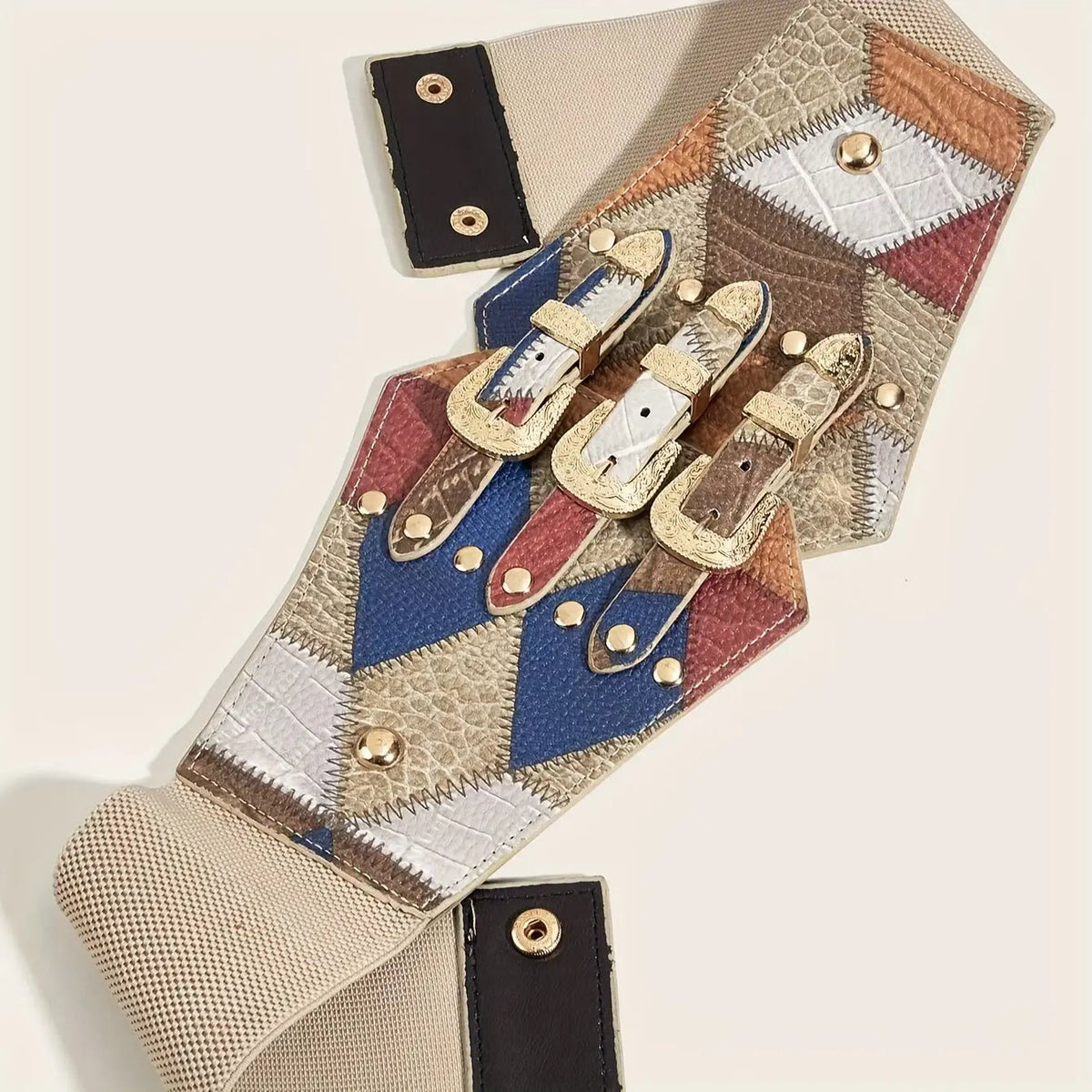 Rivet-Embellished Retro Waist Belt