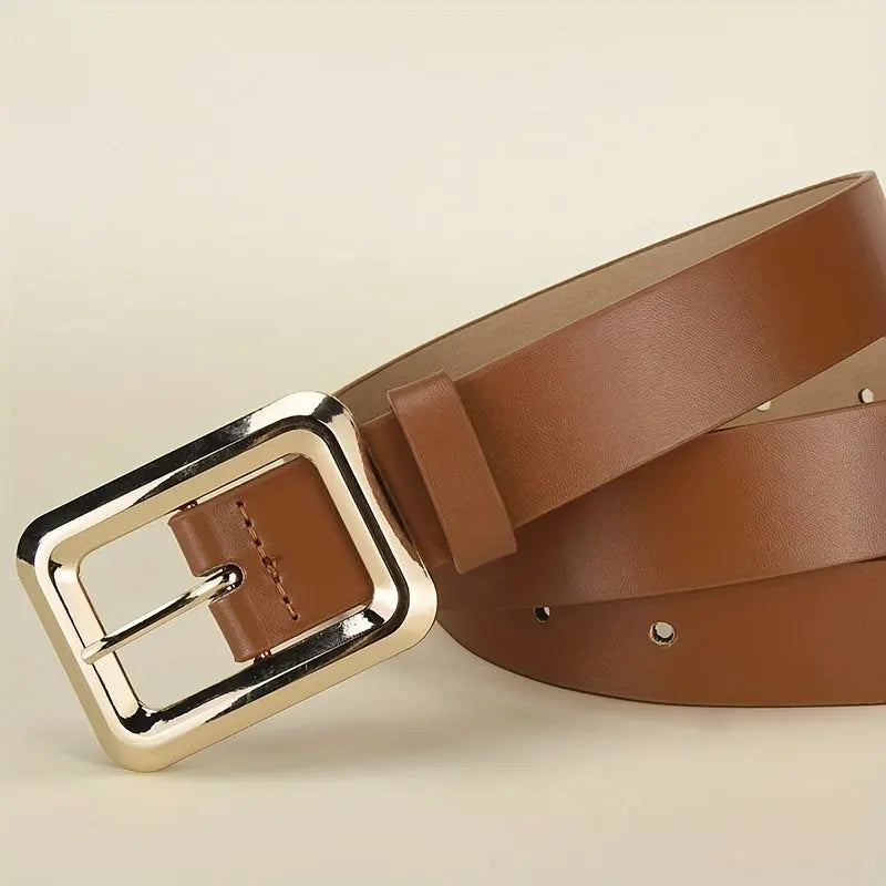 Golden-Buckle PU Belt