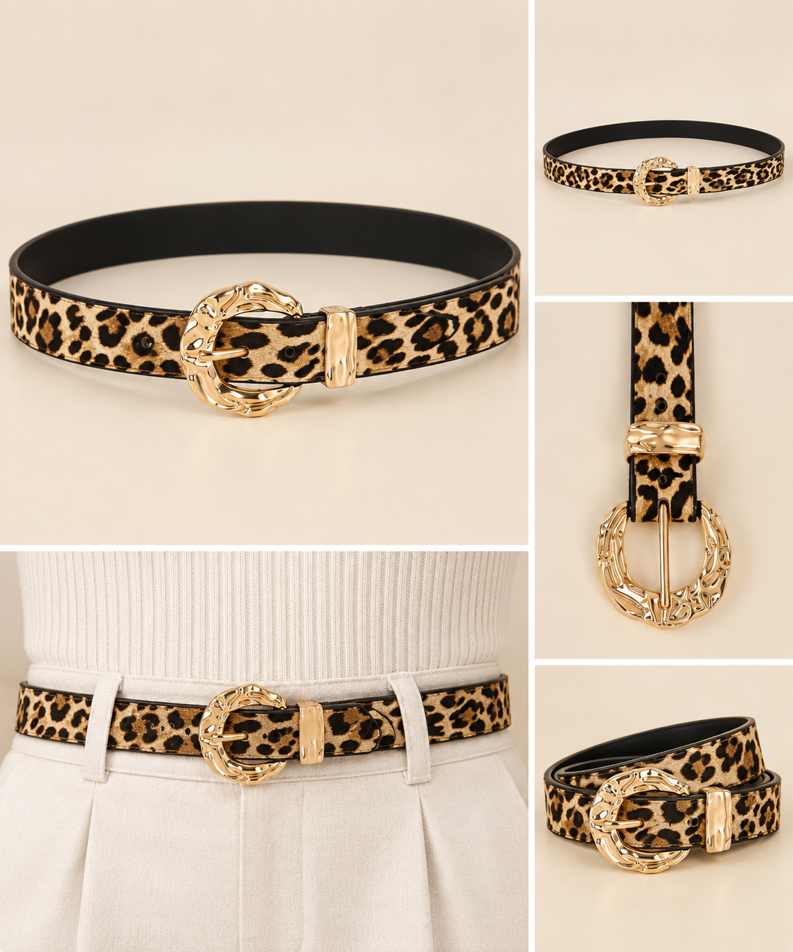 Leopard & Gold-Tone Buckle Belt